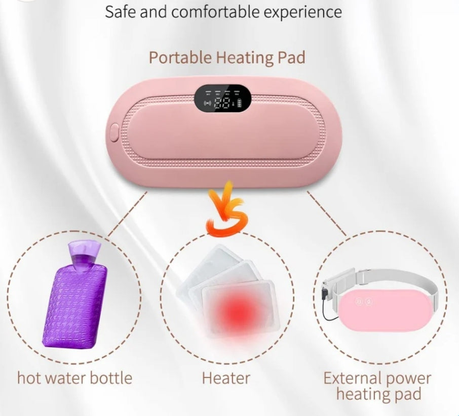 Portable Heating Pad for Period Cramp Relief, 4 Vibration Modes, 3 Heat Settings with LED Display