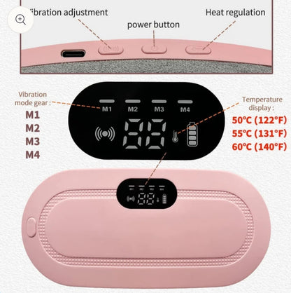 Portable Heating Pad for Period Cramp Relief, 4 Vibration Modes, 3 Heat Settings with LED Display